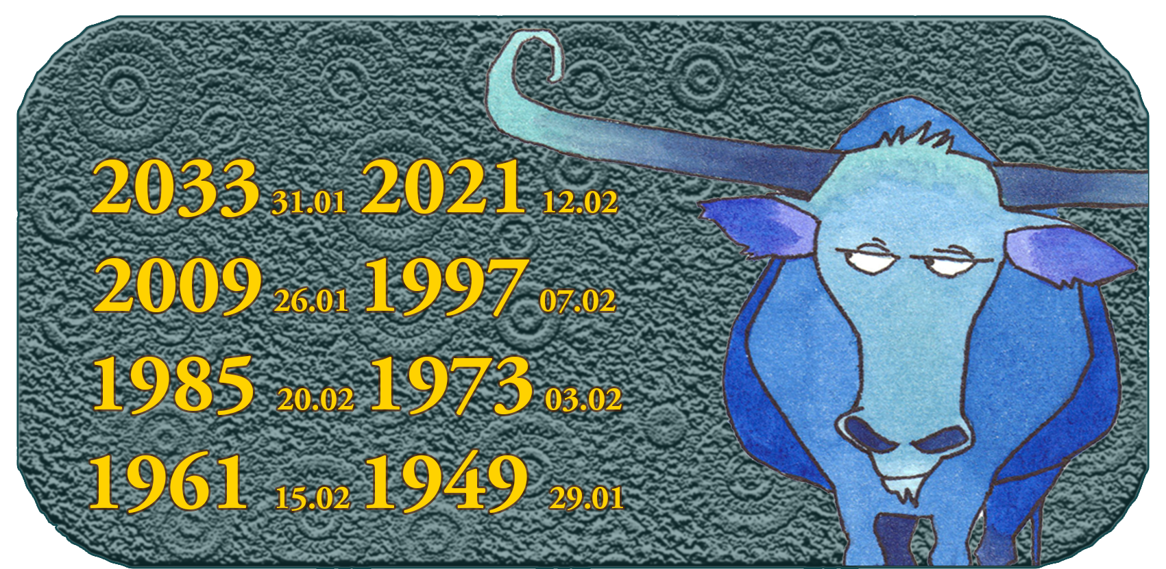 Año animal del zodiaco chino | Los doce animales chinos | Animal n.º 2 Tauro